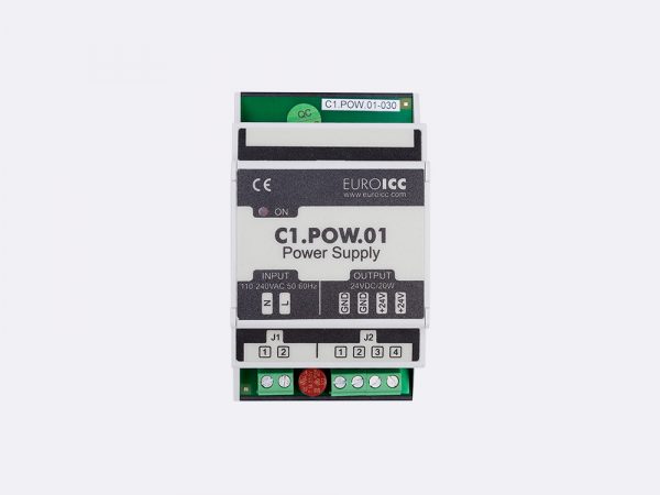 PLC Controller for Guest Room Management System, Smart Hotel Control and Home Automation - BACnet programmable functional controller BACnet PLC – C1.POW.01 power supply module is designed to convert electric power from the public home/indoor electric grid to voltage-stabilized DC power which is necessary for stable operation of devices from C series of EuroICC home automation controlers