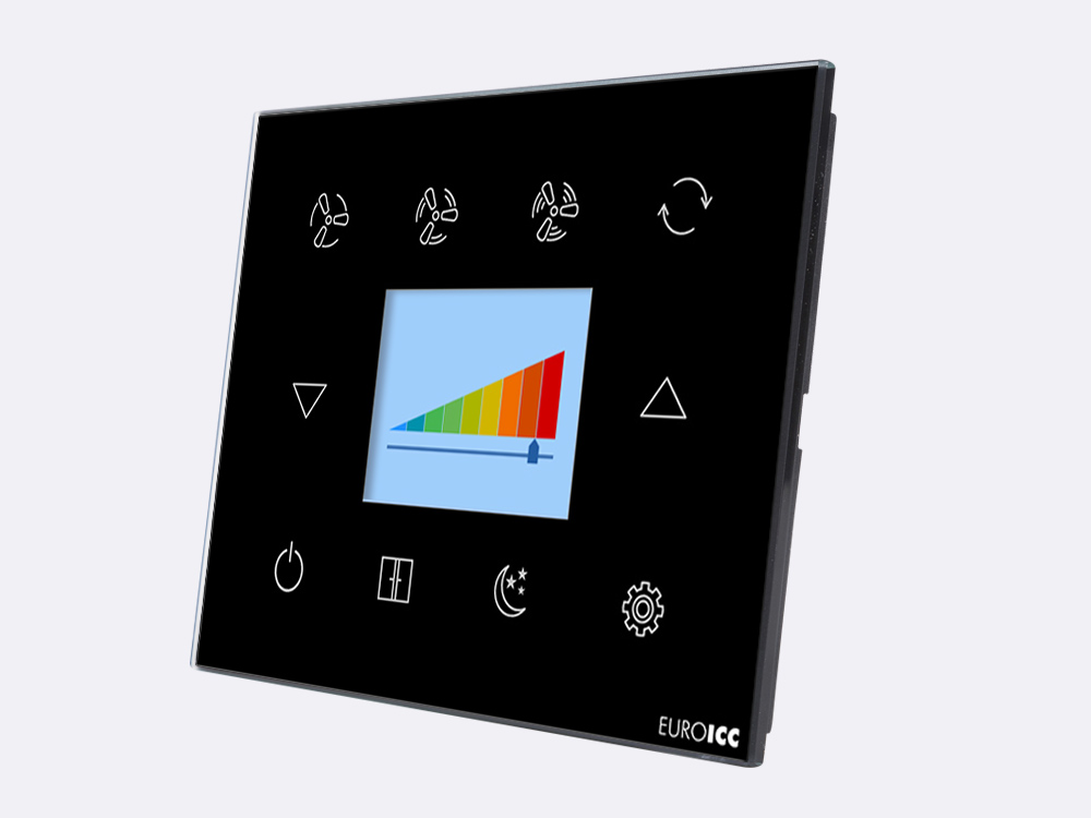 Smart Programmable Intelligent wall touch panel for Guest Room Management System, Smart Hotel Control, Home Automation and Building Automation - RD.RDA.03 - Customizable Intelligent Room Thermostat designed for wide range of Building Automation and Guest Room Management System tasks