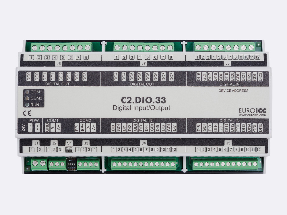 C2-DIO.33 BACnet PLC - Euroicc programmable digital input/output controller