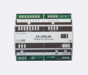 PLC Controller for Guest Room Management System, Smart Hotel Control and Home Automation - BACnet programmable functional controller BACnet PLC - Lighting Phase Cut Dimmer C2.LPD.04 is a programmable and configurable Leading or Trailing edge phase cut dimmer designed for wide range of building automation and guest room management system tasks.Up to 4 channels phase cut dimmer