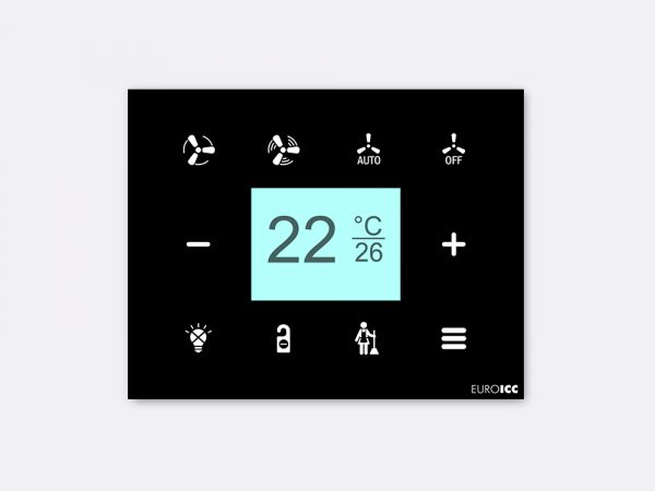 Smart Programmable Intelligent wall touch panel for Guest Room Management System, Smart Hotel Control, Home Automation and Building Automation - RD.RDA.10 - Customizable Intelligent Room Thermostat designed for wide range of Building Automation and Guest Room Management System tasks